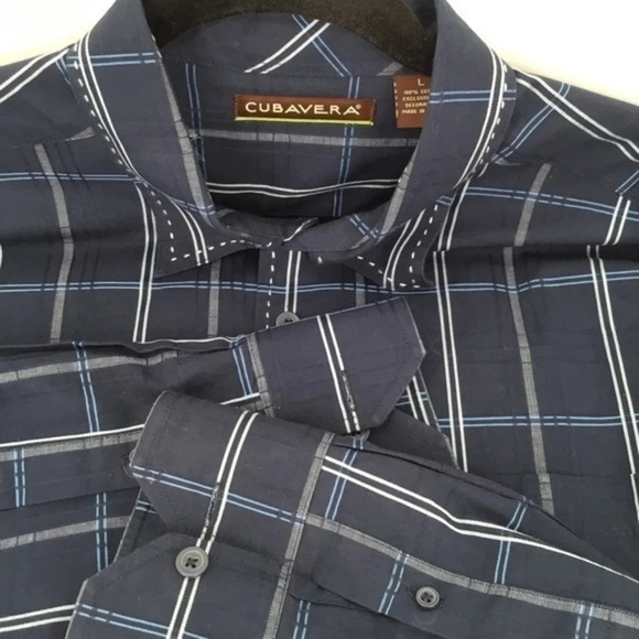 Cubavera Men’s Blue Striped Long Sleeve Shirt - Picture 5 of 6